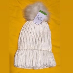 White puff hat